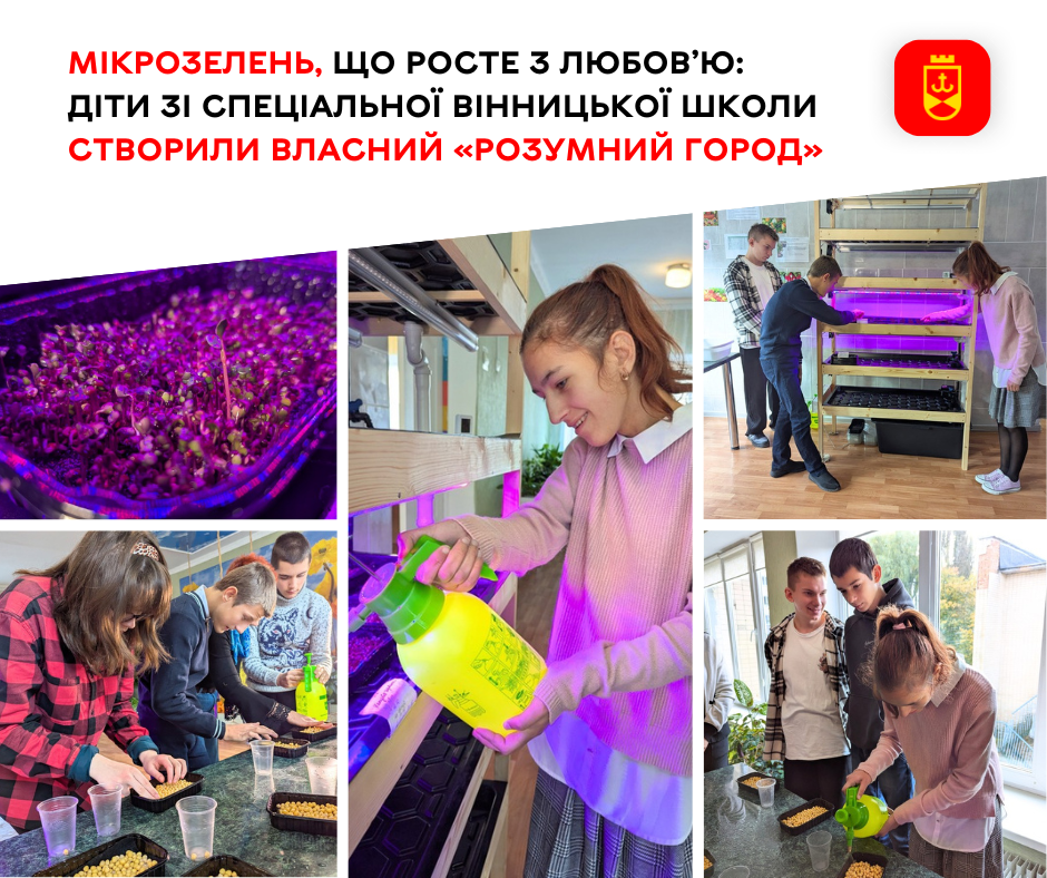 Мікрозелень, що росте з любов’ю: діти зі спеціальної вінницької школи створили власний «розумний город»
